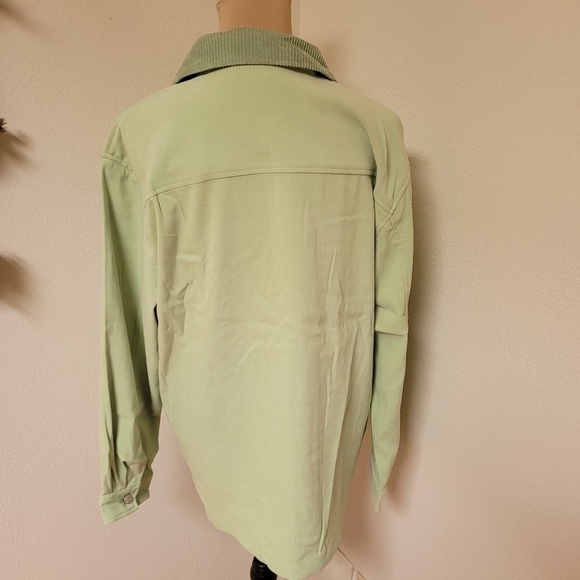 NWT Denim & Co Green Zip up Jacket with Corduroy Collar - Picture 5 of 6